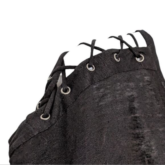 SACK'S 100% Linen Shoulder Lace-Up Midi Dress S - Picture 3 of 8